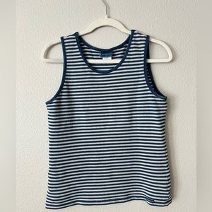 Blue Willi’s VINTAGE linen striped tank top in blue and cream, women’s size M